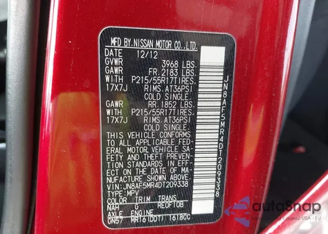 2013 Nissan Juke S z USA, uszkodzony, nr VIN JN8AF5MR4DT209338